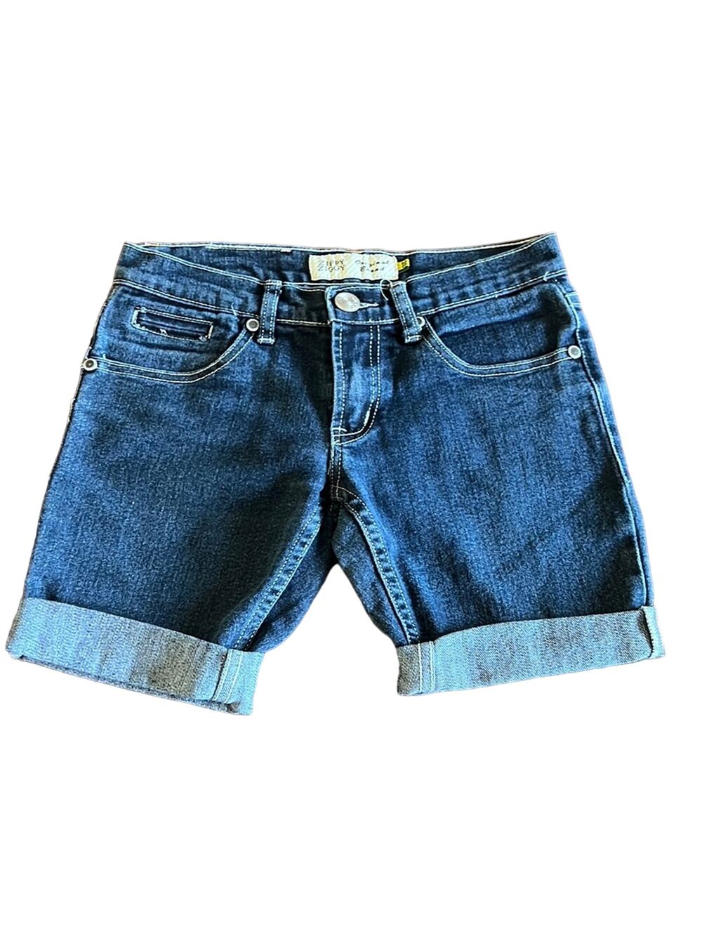Zippy Ziggy Blue Denim Jeans Shorts Juniors Size 26 Cut offs Long Roll Up